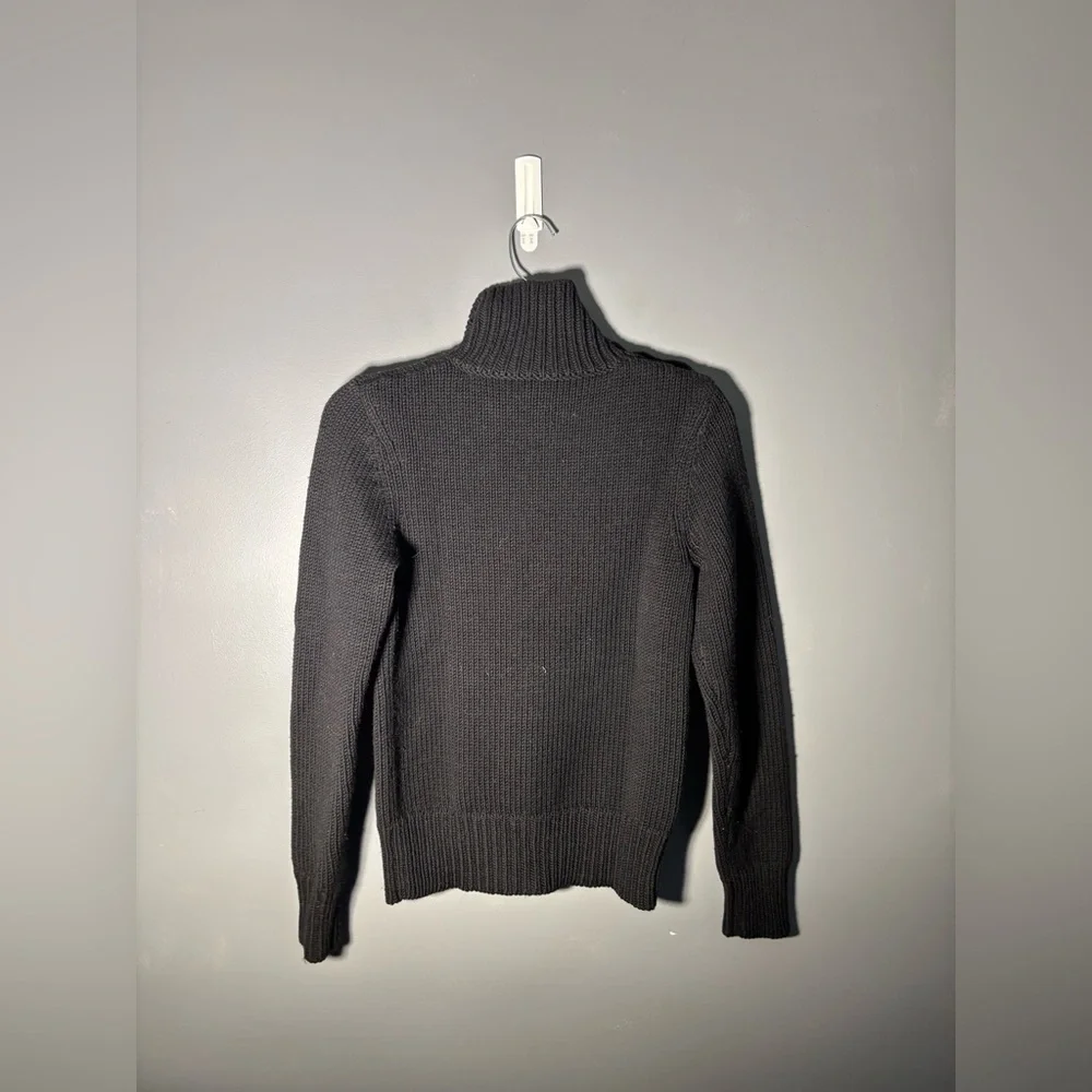 Theory 100% Wool Button Collar Black Turtleneck Sweater Women’s Size Small - Picture 3 of 3